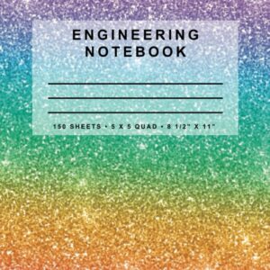 Engineering Notebook: Glitter Series (Rainbow)